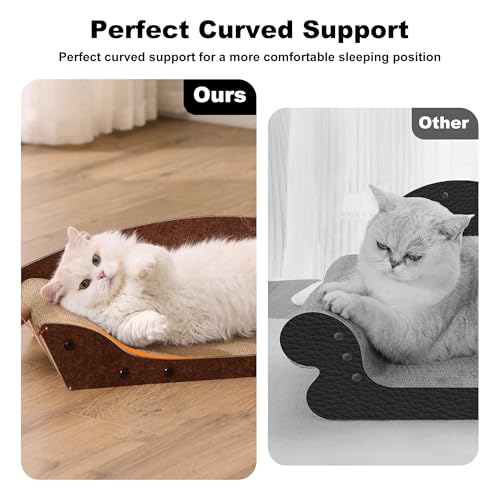 26'' Cardboard Cat Scratcher Bed - Large Scratcher Couch for Indoor Cats, Orthopedic Scratching Board, Lounger Scratching Couch with Bells