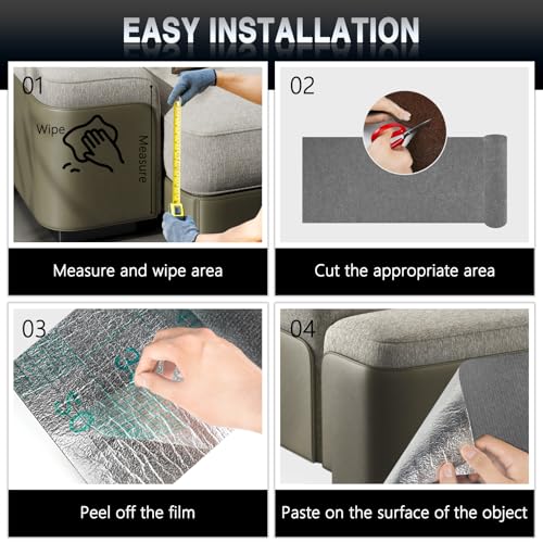 2Pack Total 78.7"x15.8" Cat Scratch Mat for Cat Couch Furniture and Wall Protector | Trimmable Self-Adhesive Carpet Climb Cat Scratcher for Covering Cat Tower and Replacement Pads (Light Grey)