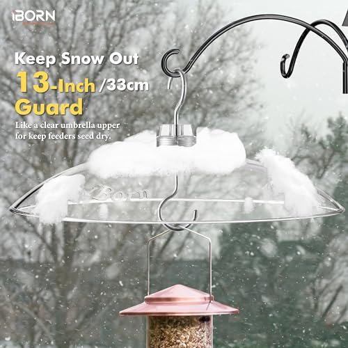 iBorn Baffles for Bird Feeders, 13” Bird Feeder Cover for Rain Guard, Birds Feeders Rain Guard, Full Protection for Feeders for Outdoors, Chew-Proof Polycarbonate, Pack of 2, Transparent