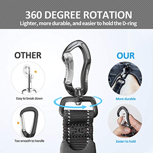 IOKHEIRA Multifunctional Tactical Dog Leash Heavy Duty,4-6 FT Strong Bungee Leash with Car Seatbelt, Shock Absorbing Dog Lead for Large, Medium Dogs