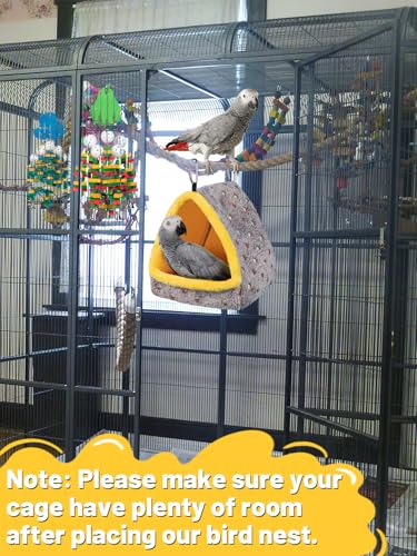 Large Winter Warm Bird Nest House, Comfortable Bird Bed for Cage with Mat, Hanging Hammock Shed Hideaway Hut Gift for Macaws African Grey  Parrots