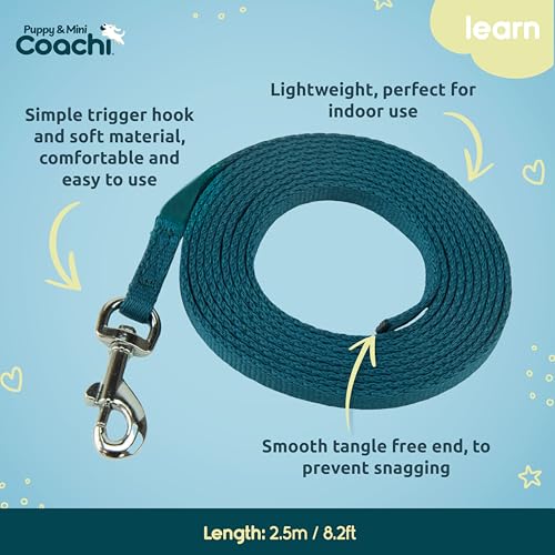 Coachi Puppy & Mini Training Line 2.5m - Toilet Training, Jumping Up, Running Off, Place Avoidance, Chewing, House Manners, Lightweight Indoor House