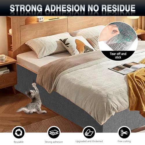 2Pack Total 78.7"x15.8" Cat Scratch Mat for Cat Couch Furniture and Wall Protector | Trimmable Self-Adhesive Carpet Climb Cat Scratcher for Covering Cat Tower and Replacement Pads (Light Grey)