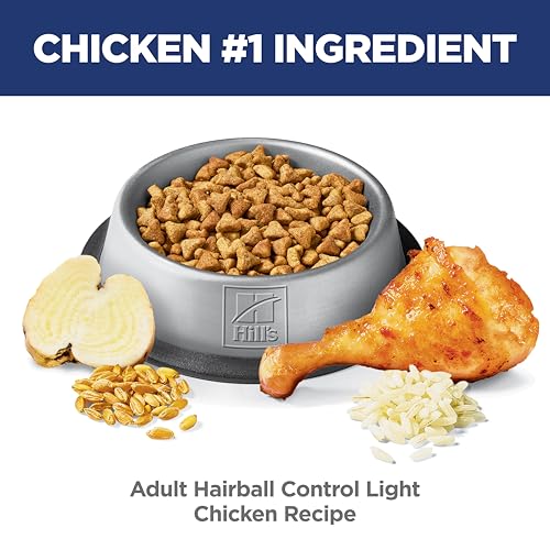 Hill's Science Diet Hairball Control Light, Adult 1-6, Weight Management & Hairball Control Support, Dry Cat Food, Chicken Recipe, 7 lb Bag