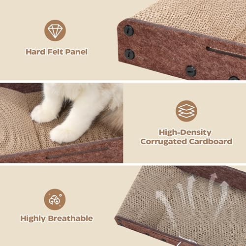 Avont Cat Scratcher Set, 3 Pcs Cardboard Cat Scratchers for Indoor Cats Durable Corrugated Cardboard Scratch Board Bed Lounge Box Toys for Kittens, Furniture Protector for Couch