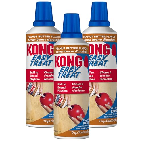 KONG Easy Treat Dog Paste 3-Pack – Mess-Free Stuffing Toys, Training & Reward Treats, Made in USA, Highly Digestible, No Refrigeration Needed (Peanut