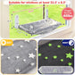 Cat Window Perch, Glow in The Dark Cordless Foldable Pet Hammock Bed for Window with Sturdy Metal Frame, Glowing Stars Pattern Resting Seat for Indoor Cats (Stars - M)