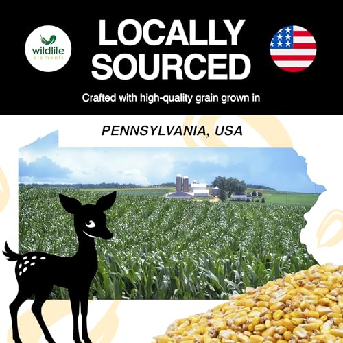 Wildlife Elements Critter Corn, Natural Whole Shelled Corn for Wildlife, 44lb Bag – High-Energy Feed for Deer, Squirrels, Turkeys, Ducks, Raccoons, and More – USA Sourced