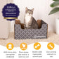 Hide & Scratch Cardboard Cat Scratcher Box & Bed - Dark Grey Diamond | Double-Sided Corrugated Pad for Indoor Cats | Refillable Scratching Board Toy for Play & Furniture Protection