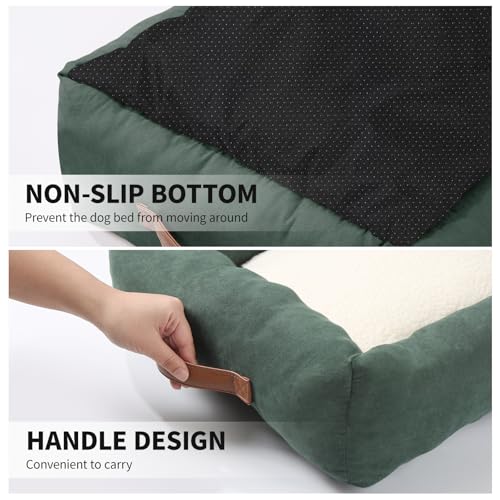 20In Dog Bed for Small Dogs & Cats - Washable Rectangle Cat Kitten Bed for Indoor Pets, Cozy Cute Puppy Bed with Non-Slip Bottom(Green, Small)