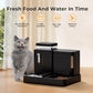 ZOMISIA Automatic Cat Feeder and Water Dispenser Set, 2 in 1 Gravity Cat Food Dispenser with 180 Degree Rotatable, Pet Self Feeding Large Capacity for Small Dogs Puppy Kitten, Black, 0.8 Gallon x 2