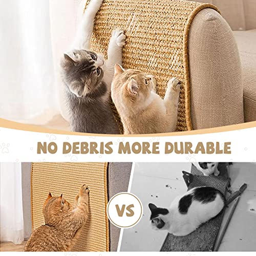 Carpet Cat Scratching Mat Sisal, 2 Packs Sisal Fabric Large 23.6" x 15.7" Scratching Pad for Indoor Cats with Adhesive Hook Loop Tape, Cat Scratching Rug Wall Scratchers for Indoor