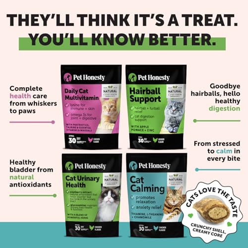 Cat Hairball Support Crunchy & Creamy Chews, Hairball Remedy Treats, Cat Furball Treatment, Supports Skin & Coat, Vitamins for Digestion, Chicken (30-Day Supply)