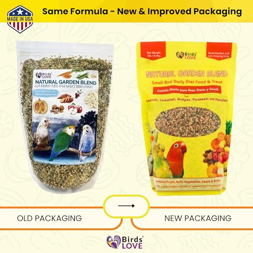 Birds LOVE All Natural Garden Blend Bird Food for Small Birds - Lovebirds, Cockatiels, Parakeets and Parrotlets 2lb