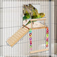 Bird Perches Platform Swing with Bird Mirror Climbing Ladder Birds Toys Cage Accessories for Cockatiels, Lovebirds, Pacific Parrotlets,Chinchilla, Hamster Play Gym Exercise Stand (with Mirror)