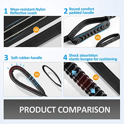 IOKHEIRA Multifunctional Tactical Dog Leash Heavy Duty,4-6 FT Strong Bungee Leash with Car Seatbelt, Shock Absorbing Dog Lead for Large, Medium Dogs