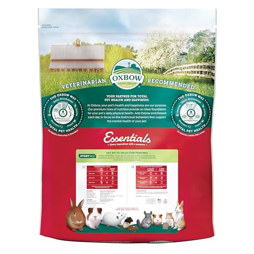 Oxbow Essentials Hamster and Gerbil Food – Complete Daily Diet with Vitamins & Minerals, High-Fiber Uniform Pellets for Balanced Nutrition, Vet-Formulated Small Animal Food, 15 lb, Made in USA