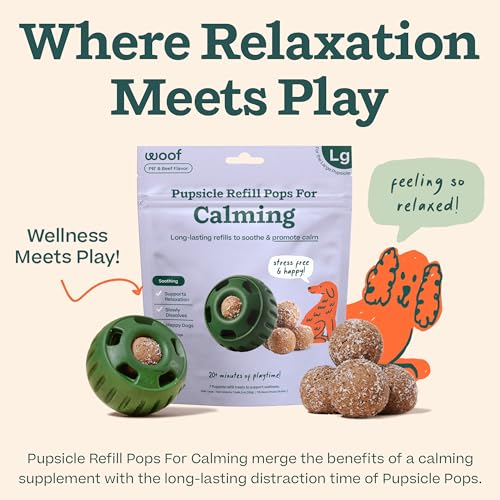WOOF Pupsicle Refill Pops for Calming - Long-Lasting Refills for The Pupsicle Toy to Promote Calm - Calming Dog Treats - Magnesium for Dogs- Large