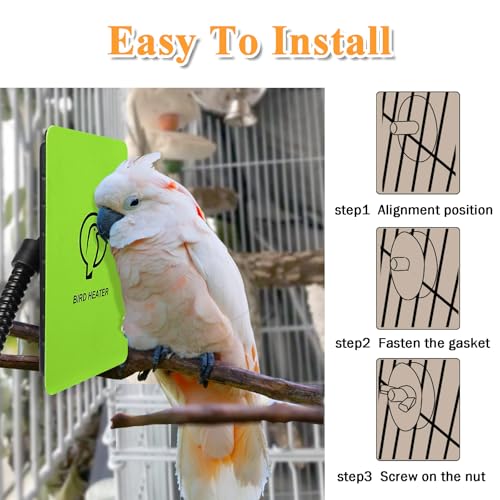 Bird Heater for Cage - Snuggle Up Bird Warmer for Exotic Pet Birds, 10W African Grey, Parakeets, Parrots, (3.7"x5.7")