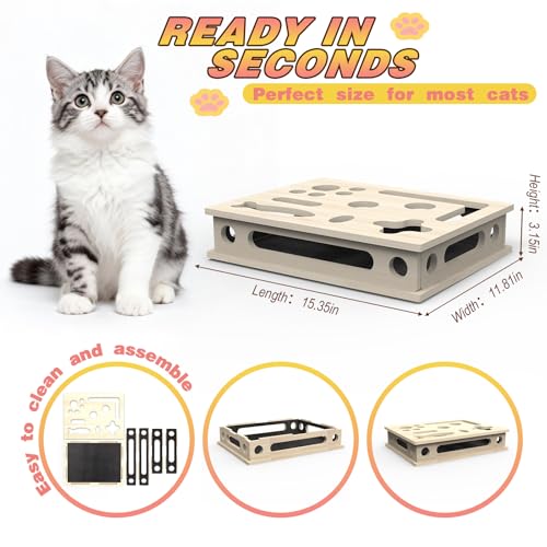 Cat Scratch Puzzle Enrichment Box, Interactive Cat Nail File Box with Sandpaper Liner for Cat Claw Care, Cat Scratch Puzzle Box - Stress Free
