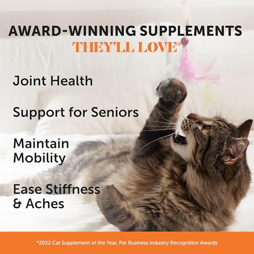 Cat Hip + Joint Health Chews – Crunchy & Creamy Cat Joint Support Supplement - Glucosamine, Chondroitin & Omega-3s – Supports Mobility, Flexibility & Comfort for Indoor & Outdoor Cats (Chicken 30-Day)