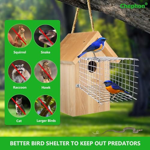 Bluebird House Predator Guards 2 Pcs, Strong Metal Wire Birdhouse Entrance Protector Guard Bird House Protector Guards for Eastern Bluebird Box (Square)