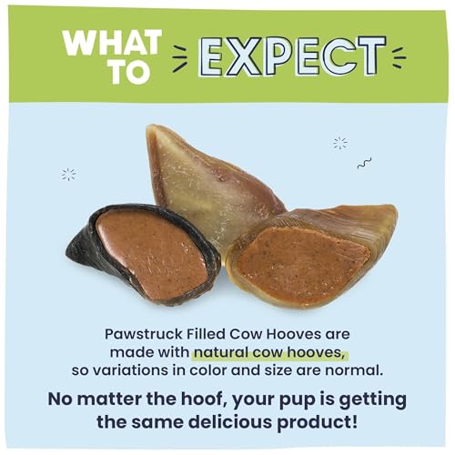 Pawstruck Peanut Butter Filled Cow Hooves for Dogs – Made in USA, Long-Lasting Dental Treats and Chews – Beef Hoof – 5 Count – Packaging May Vary