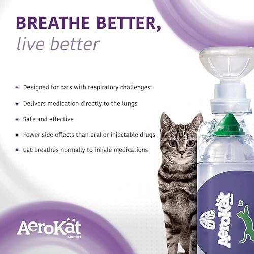 The Original AeroKat Feline Aerosol Chamber Inhaler Spacer for Cats and Kittens with Exclusive Flow-Vu Indicator