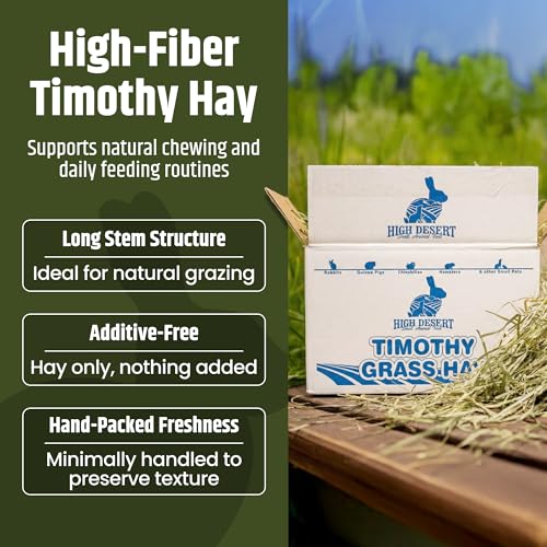 High Desert 2nd Cutting Timothy Hay for Rabbits, Guinea Pigs, Chinchillas and Small Pets, Soft Leafy for Daily Feeding and Digestive Health, Natural Rabbit Food and Guinea Pig Hay for Hay, 4 Lb Box
