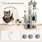 Globlazer Cat Tower for Indoor Cats, Heavy Duty Cat Trees for Large Cats Adult Big Cats Maine Coon Cat Tree Tower with Scratching Post, Extra Large Top Perch, Cat Condos, F61, Light Grey, 61inch