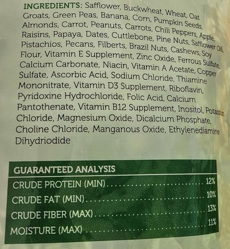 Parrot Bird Food (No Sunflower Seeds), 4 lbs Bag - Seed Mix for a Variety of Parrots