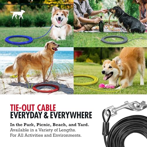 Tuff Pupper Dog Tie Out Cable 60 Feet | Dog Runner Cable for Yard 60 ft | Heavy Duty Lead | Water & Rust Resistant Industrial Strength Steel | 360