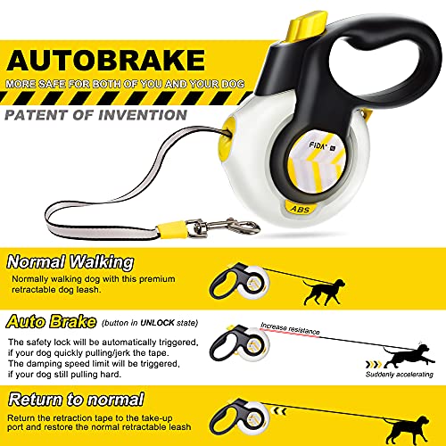 FIDA AutoBrake Retractable Dog Leash. Advanced Patented Design for Dog Pulling, 16 ft Heavy Duty No Pull Pet Walking Leash for Extra Large Breeds.