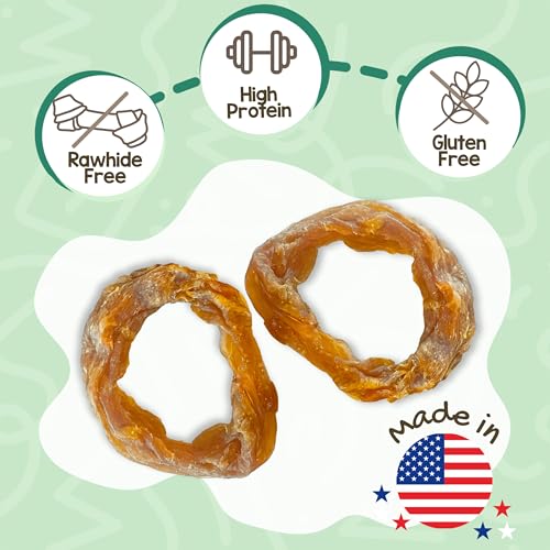 Nature Gnaws USA Turkey Tendon Rings for Dogs (8oz) - Delicious Grain Free Reward Snack for Small, Medium & Large Breeds - Premium Natural Dog Chew
