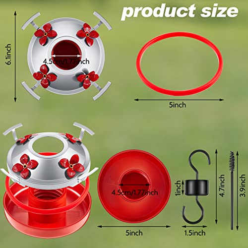 Hummingbird Feeder Bottom Base Replacement Parts Set Plastic Outdoors Hummingbird Feeder Bottom Moat Hook Brushes Bird Replacement Accessories Set(Red,10 Pcs)