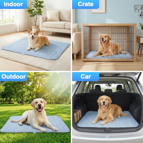 Dog Cooling Mat Q-MAX>0.5 Self-Cooling Mat for Dogs Crate Pad for Dogr, 2-in-1 Long-Lasting Cool Mats and Soft Kennel Pad for Dogs, Easy Washable Mat