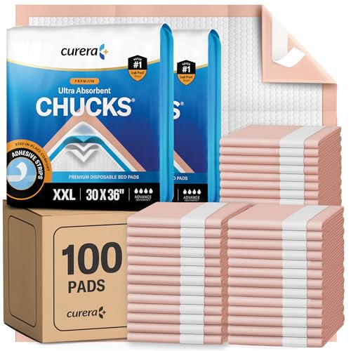 Chucks® Premium Disposable Underpads 30”x36” [100-Count] Ultra Absorbent Chux Incontinence Bed Pads Disposable Adult with Adhesive Tape, Pee Pads Pet Training Pads XX-Large 30x36 Bulk Pack