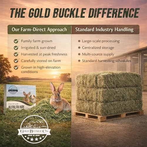 9lb Farm Fresh Alfalfa Hay for Rabbits, Guinea Pigs, Chinchillas, Goats, Hamsters & Ferrets - Organic Small Animal Food Rich in Protein & Fiber - Fresh Dried, Hand-Selected, USA Grown