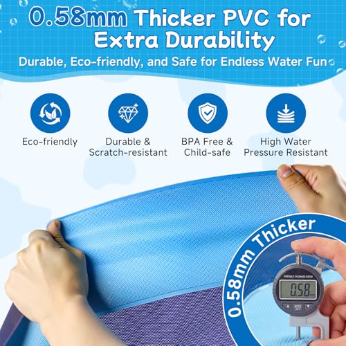 Non Slip Splash Pad for Kids and Dogs, 80" Sprinkler Splash Pad with 5mm Reinforced Edges,0.58mm Thickened Dog Pool,Outdoor Water Toys for