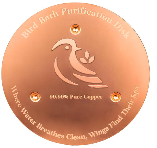 Bird Bath Copper Disk, Premium 0.6mm Sturdy 99.99% Pure Copper Disk for Bird Baths,Triple-Point Support Ensures Clean Water Year-Round, Compatible with All Outdoor Birdbath Bowls