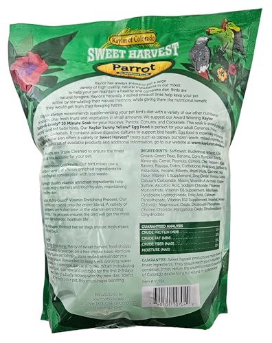 Parrot Bird Food (No Sunflower Seeds), 4 lbs Bag - Seed Mix for a Variety of Parrots
