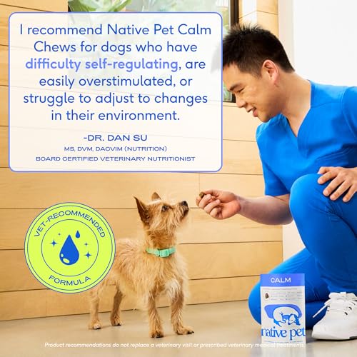 Native Pet Calming Chews for Dogs - Promotes Calming Effect, Supports Emotional Balance & Reduces Hyperactivity - Hemp Seed, Melatonin for Dogs, L-Theanine & Casein - 30 Chews