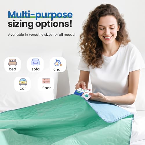Noovirum Washable Underpads,34"x36" (Pack of 4) - Heavy Absorbency Incontinence Bed Pads for Adults, Kids & Pets - Waterproof Reusable Protective Pad for Bed, Sofa, Furniture & Floor