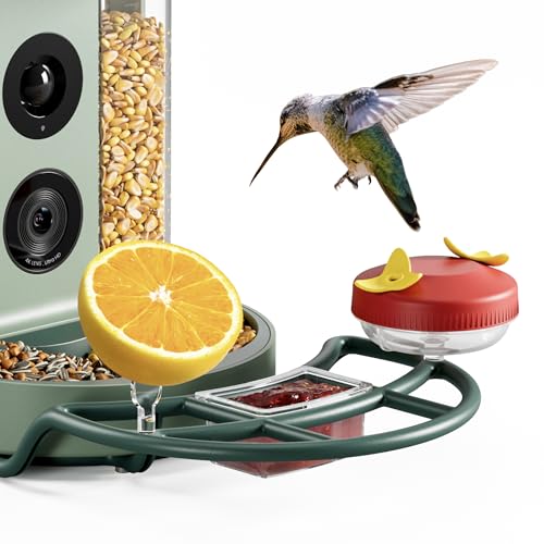 Complete Bird Feeder Accessory Kit DIY Add-Ons Including Mini Hummingbird Feeder, 2 Fruit Holders, Jelly Feeder, Compatible with Kiwibit Smart Bird Feeder with Camera to Attract More Birds