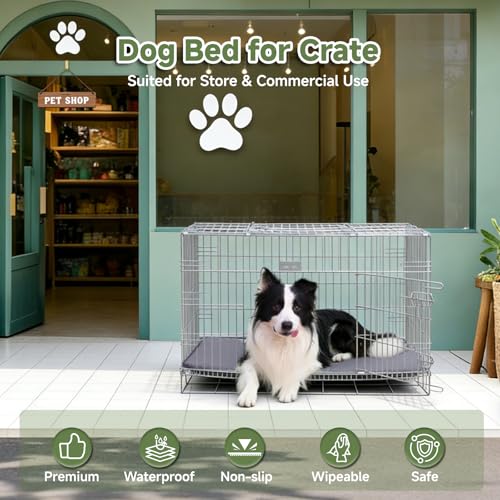 Dog Crate Pad, Double-Sided Waterproof Crate Mat Bed, Outdoor Kennel Mat Pet Sleeping for Medium Large Dogs, Clooling, Waterproof, Wipeable, Anti-Slip, Kennel Pads 35 x 22 Inch, Dark Gray