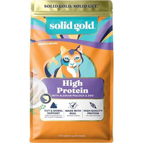 Solid Gold High Protein Dry Cat Food - Grain Free & Gluten Free Alaskan Pollock Cat Dry Food w/Probiotics for Gut Health & Digestion - High Fiber & Omega 3 - Low Carb Superfood Kibble - All Ages-12LB