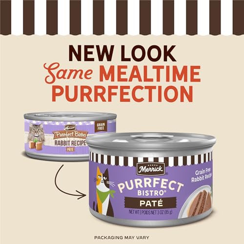 Merrick Purrfect Bistro Grain Free Wet Cat Food Rabbit Recipe Pate - (Pack of 24) 3 oz. Cans