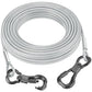 Tresbro 15FT Reflective Tie Out Cable for Dogs Up to 250 Pounds, Steel Wire Lead Leash Cable with Stainless Dual Fix Buckle, Lightweight and