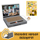 3-in-1 Cardboard Cat Scratcher Laptop with 'Mouse' Jingle Ball, Stickers, Grey Cat Interactive Toy, Kitten Toy & Cat Scratching Pad