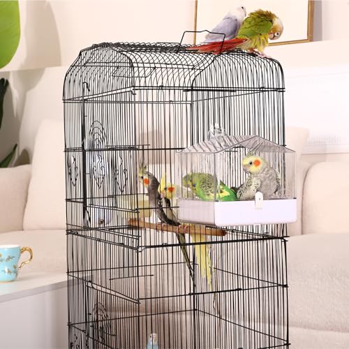 Colorday Bird Bath for Cage, Parrot Bath for Small to Medium Birds, Cockatiels, Parakeets, Budgie, Quaker, Conure, Lovebirds, Finches(6.7X6.7X7.74 inch)